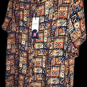 Capture Men's Geometric Orange Casual Button Down Shirt